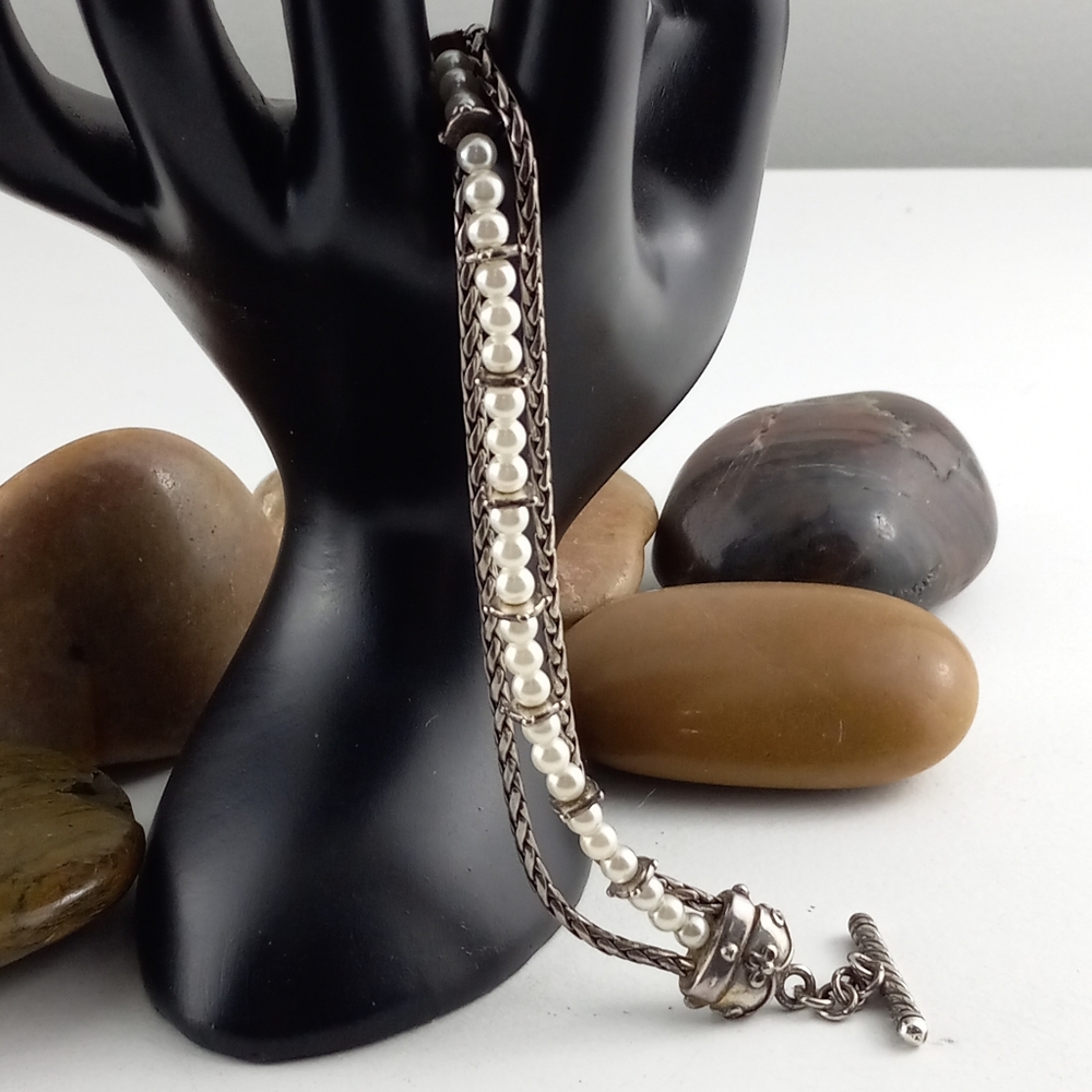 Brighton Faux Pearl and Chain Bracelet